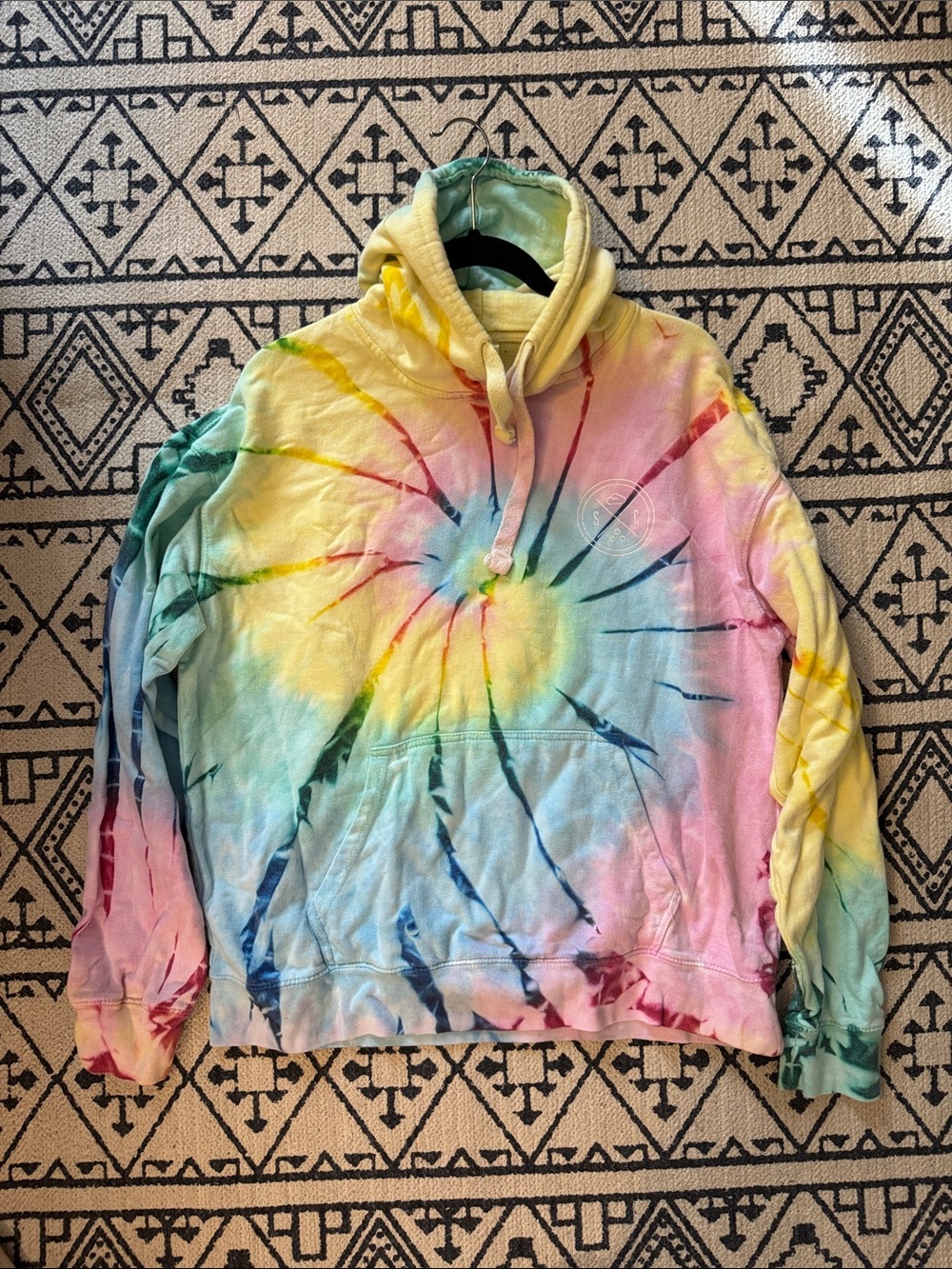 SUNCLOUD Multicolor Tie-Dye Pullover Hoodie - Yellow Pink Blue Green